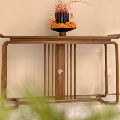 文颂系列 宋式美学家用玄关主材黑胡桃玄关桌