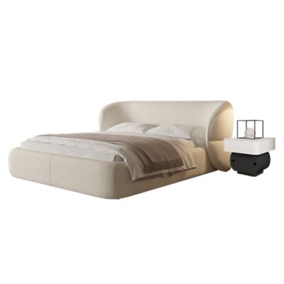 设计师款 蝴蝶床 意式极简羊羔绒布软包床简约卧室双人床