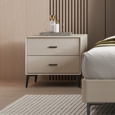 意式极简卧室皮艺双抽收纳床头柜(tc1 390)