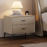 意式极简主卧皮艺收纳床头柜