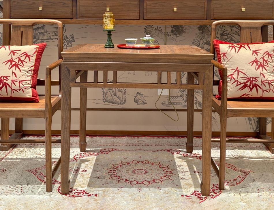 文颂系列 宋式美学家用主材黑胡桃八仙开光桌