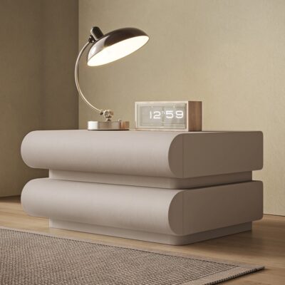 极简风格收纳柜 简约卧室皮艺双抽储物床头柜(祥云15)