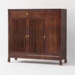 新中式轻奢进门隔断柜家用乌金木透气置物鞋柜