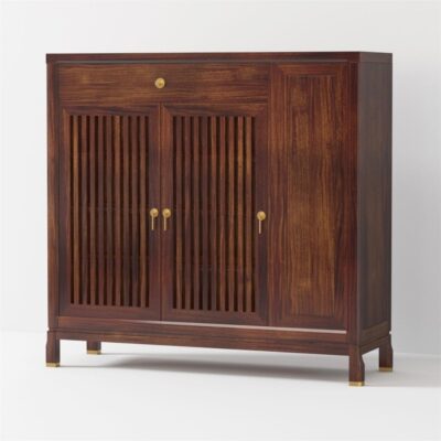 新中式轻奢进门隔断柜家用乌金木透气置物鞋柜