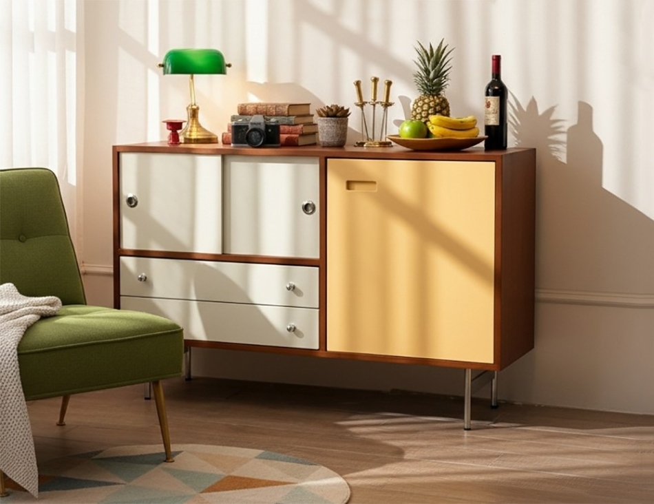 包豪斯系列 达斯边柜多层实木烤漆工艺收纳柜 中古风家用客餐厅餐边柜