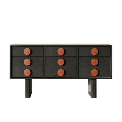 中古风系列 简约家用实木贴白蜡木皮边柜