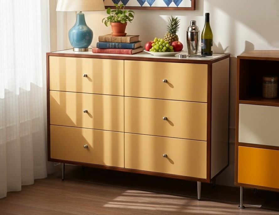 包豪斯系列 艾克森斗柜设计感多色彩撞色中古风收纳柜六斗柜