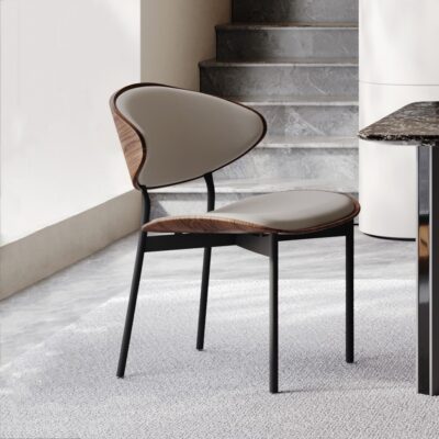 意式极简餐厅猫抓皮餐椅软包休闲靠背椅