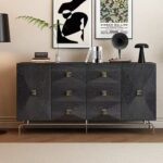 复古中古风黑色木艺餐边柜家用客厅餐厅大容量收纳柜