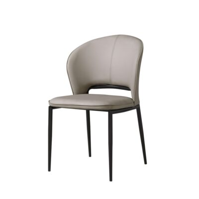 意式极简风格 家用餐厅西皮软包无扶手餐椅