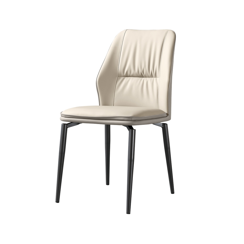 意式极简风格餐椅 餐厅简约西皮软包无扶手餐椅