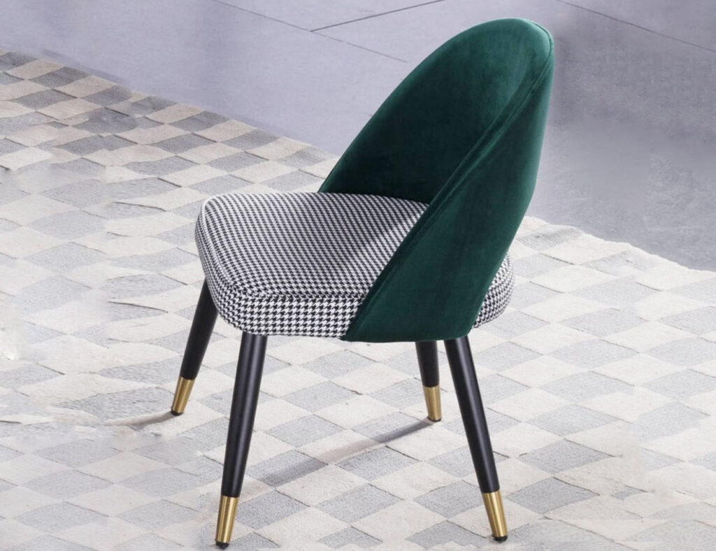 轻奢时尚实木脚底部 碳素钢内架 餐椅