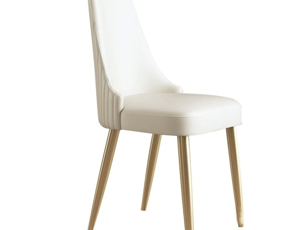 轻奢餐椅家用靠背椅书房美甲化妆椅意式创意餐厅网红皮椅子(米白色)