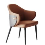 简约时尚皮艺软包椅极简风餐厅靠背扶手餐椅