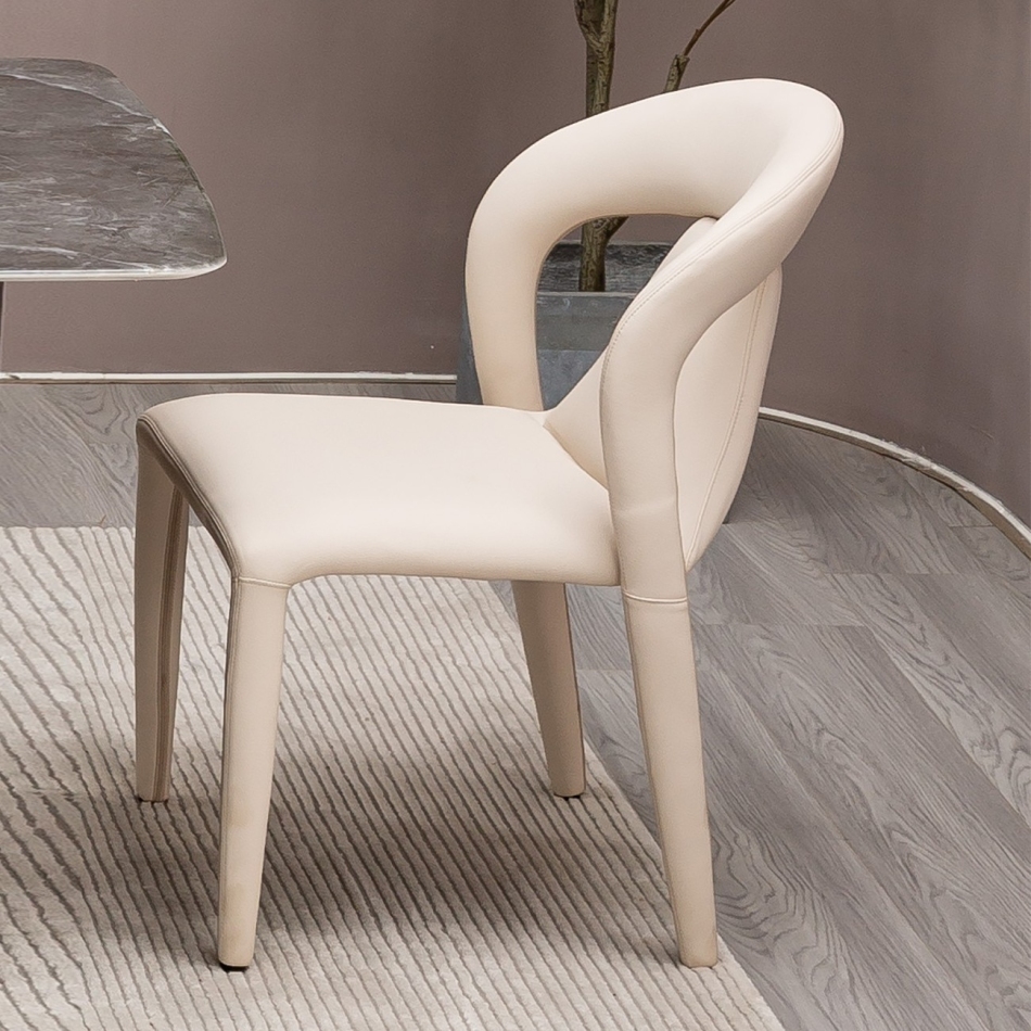 简约创意软包无扶椅家用极简猫抓皮餐椅