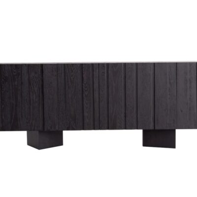 迪多那系列 侘寂风家用餐厅客厅碳黑色榆木实木储物餐边柜