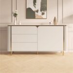 轻奢简约家用隔断装饰柜靠墙储物柜纯白岩板入户玄关柜餐厅餐边柜