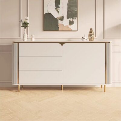 轻奢简约家用隔断装饰柜靠墙储物柜纯白岩板入户玄关柜餐厅餐边柜