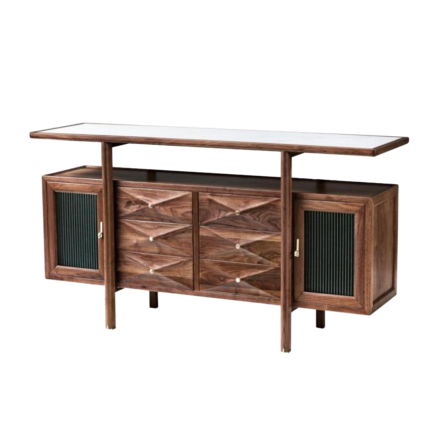 北美胡桃系列 新中式实木餐边柜家用餐厅储物柜