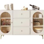 简约烤漆工艺奶油风餐边柜餐厅酒柜客厅收纳展示柜