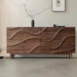 中古风家用客厅餐厅胡桃木色收纳柜餐边柜