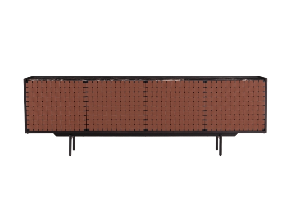 迪多那系列 简约复古中古风仿皮编织工艺收纳柜家用客厅餐厅餐边柜