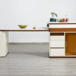 中古风家用大小户型餐厅多功能可拉伸岛台带轨道插头多用岛台