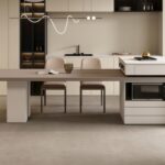 简约大气家用餐厅餐桌意式极简5cm吊边岩板桌面可伸缩带充电一体岛台