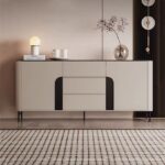 意式极简风格微晶石台面储物柜大小户型餐厅收纳餐边柜