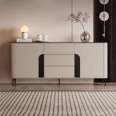 意式极简风格微晶石台面储物柜大小户型餐厅收纳餐边柜