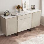 轻奢时尚12mm亮光卡斯高金岩板面餐边柜客厅餐厅收纳储物柜