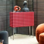 迪多那系列 时尚创意胭脂红钢化烤漆玻璃面收纳柜极简风餐厅客厅餐边柜