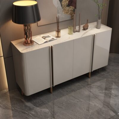 轻奢大气12mm云朵玉超晶石台面收纳柜客厅餐厅烤漆工艺储物餐边柜