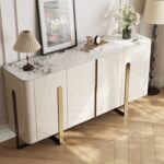 轻奢风烤漆工艺餐边柜简约时尚12mm亮光百达翡丽岩板面客厅餐厅收纳储物柜