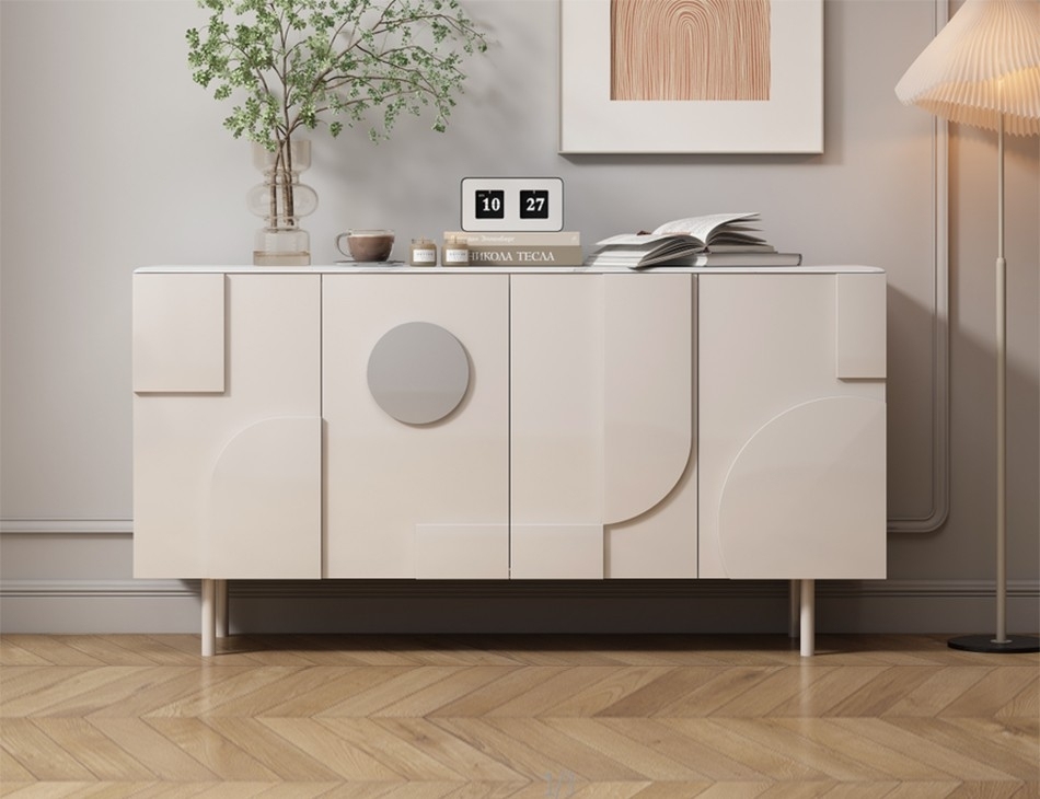 简约大气12mm云朵玉超晶石台面收纳柜极简客厅餐厅烤漆工艺餐边柜