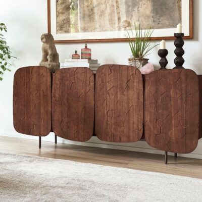 与在系列 创意客厅异形柜门储物柜餐厅中古风胡桃木色餐边柜