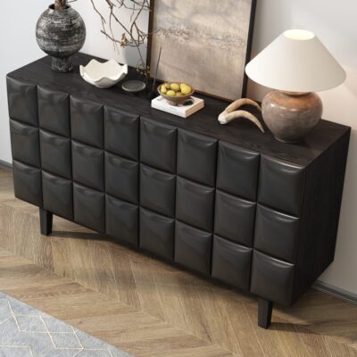 家用客厅餐厅大容量收纳柜中古风木面烤漆工艺餐边柜