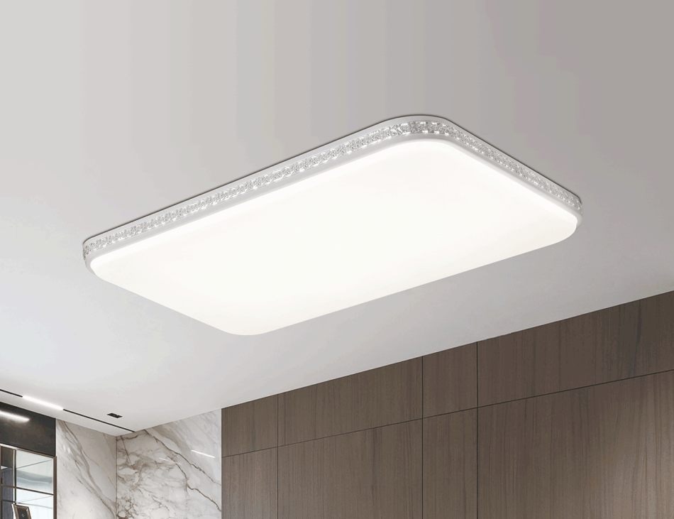 现代简约三色变光长方形吸顶灯 家用客厅照明主灯