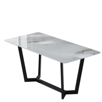 爆品系列 设计师款 concorde 意式极简家用大气直角餐桌亮光岩板长餐桌