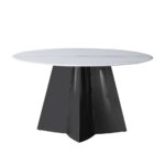 意式极简浣溪沙微晶石台面餐桌小户型家用圆形饭桌