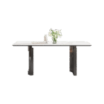 极简风长方形餐桌 个性时尚12mm亮光雪山白岩板餐桌