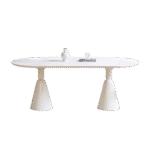 圣杯餐桌 奶油风简约家用餐厅12mm亮光雪山白岩板面桌子