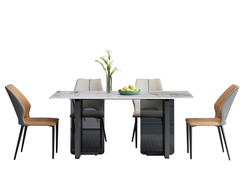 12mm亮光香奈儿岩板面 意式极简简约小户型长方形餐桌