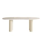 时尚餐厅奶油风多人用餐亮光岩板餐桌