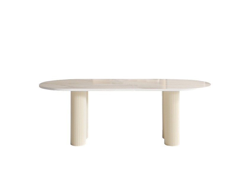 时尚餐厅奶油风多人用餐亮光岩板餐桌 时尚餐厅奶油风多人用餐亮光岩板餐桌