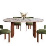 中古风系列 复古时尚宝格丽岩板餐桌中古风家用长方形饭桌