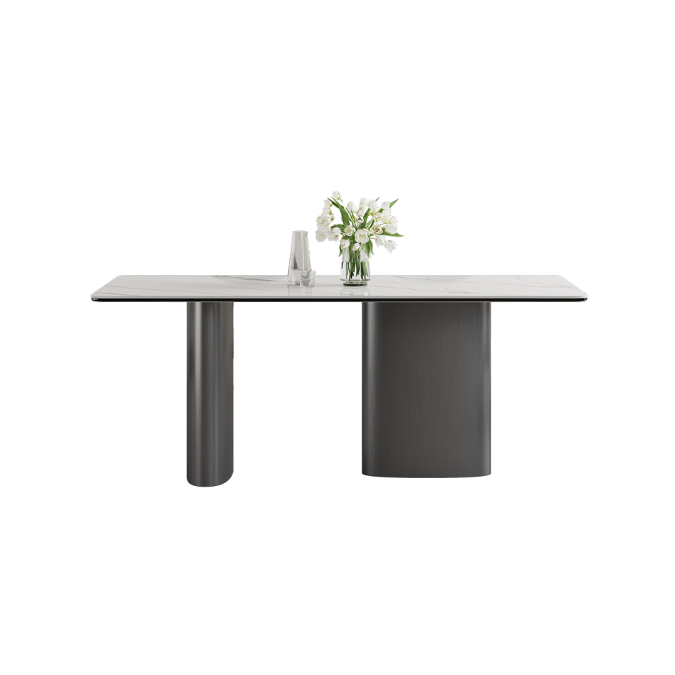 极简风时尚长方形餐桌 家用简约12mm亮光雪山白岩板餐桌 极简风时尚长方形餐桌 家用简约12mm亮光雪山白岩板餐桌