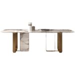 设计师款 nova 意式轻奢亮光岩板餐桌 家用简约长方形餐台(潘多拉)