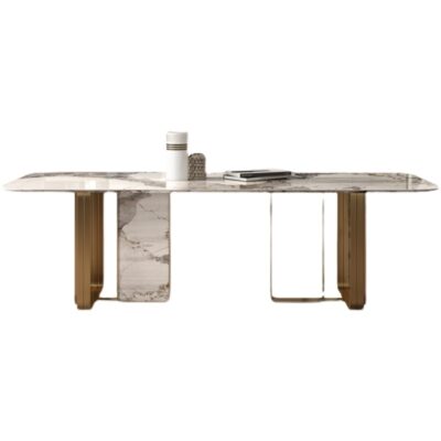 设计师款 nova 意式轻奢亮光岩板餐桌 家用简约长方形餐台(潘多拉)