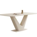 时尚奶油风 家用餐厅12mm岩板长方形餐桌